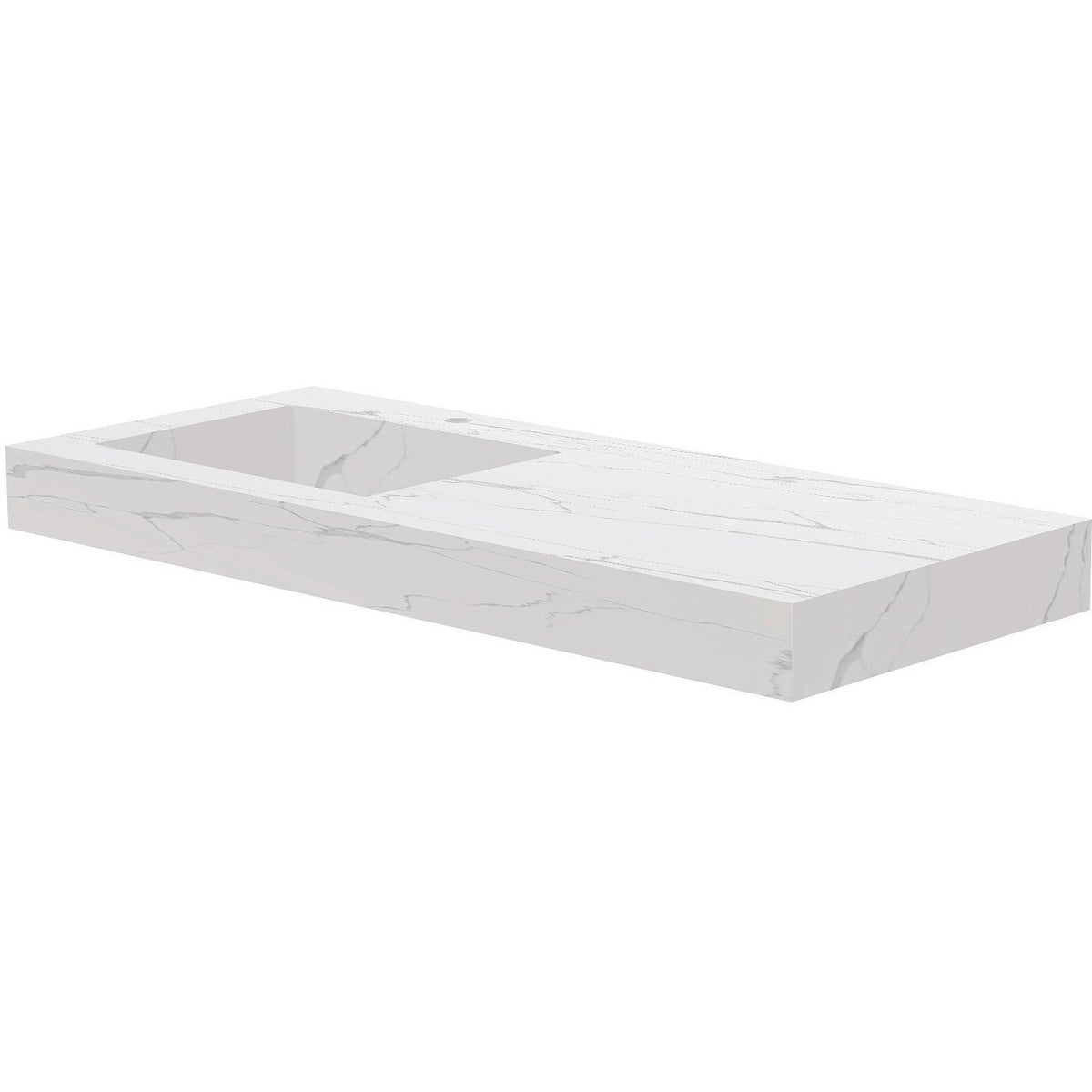TABLET KERAMISCH MARMER PURO LAVABO S LINKS B120 H10 +KRAANGAT WHITE CALACATTA