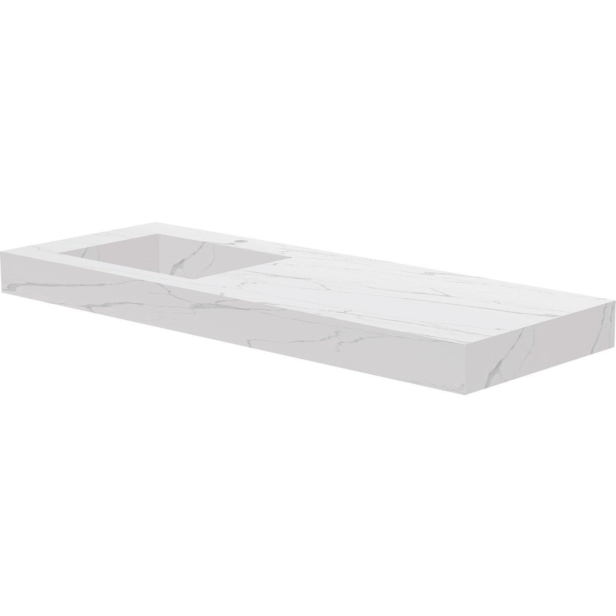 TABLET KERAMISCH MARMER PURO LAVABO S LINKS B140 H10 +KRAANGAT WHITE CALACATTA