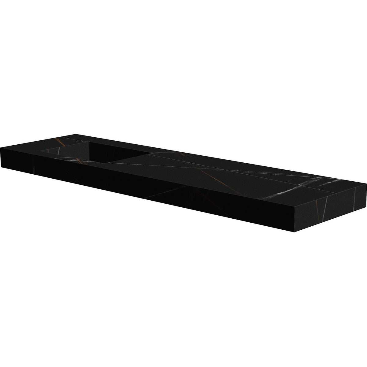 TABLET KERAMISCH MARMER PURO LAVABO S LINKS B180 H10 ZONDER KRAANGAT BAMBOO BLACK