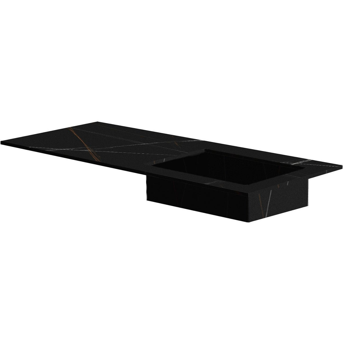 TABLET KERAMISCH MARMER PURO LAVABO S RECHTS B120 H1,2 ZONDER KRAANGAT BAMBOO BLACK