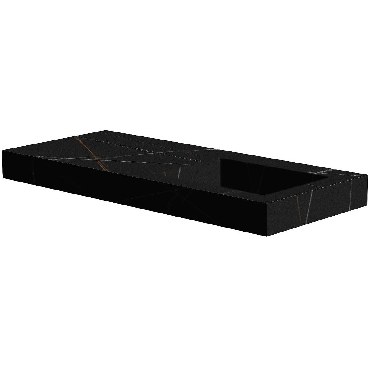 TABLET KERAMISCH MARMER PURO LAVABO S RECHTS B120 H10 ZONDER KRAANGAT BAMBOO BLACK