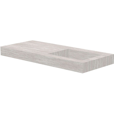 TABLET KERAMISCH MARMER PURO LAVABO S RECHTS B120 H10 ZONDER KRAANGAT TRAVERTIN NEW