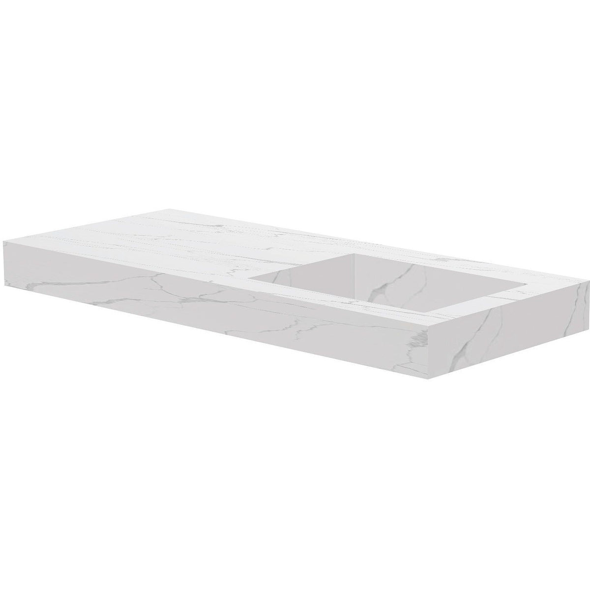TABLET KERAMISCH MARMER PURO LAVABO S RECHTS B120 H10 ZONDER KRAANGAT WHITE CALACATTA