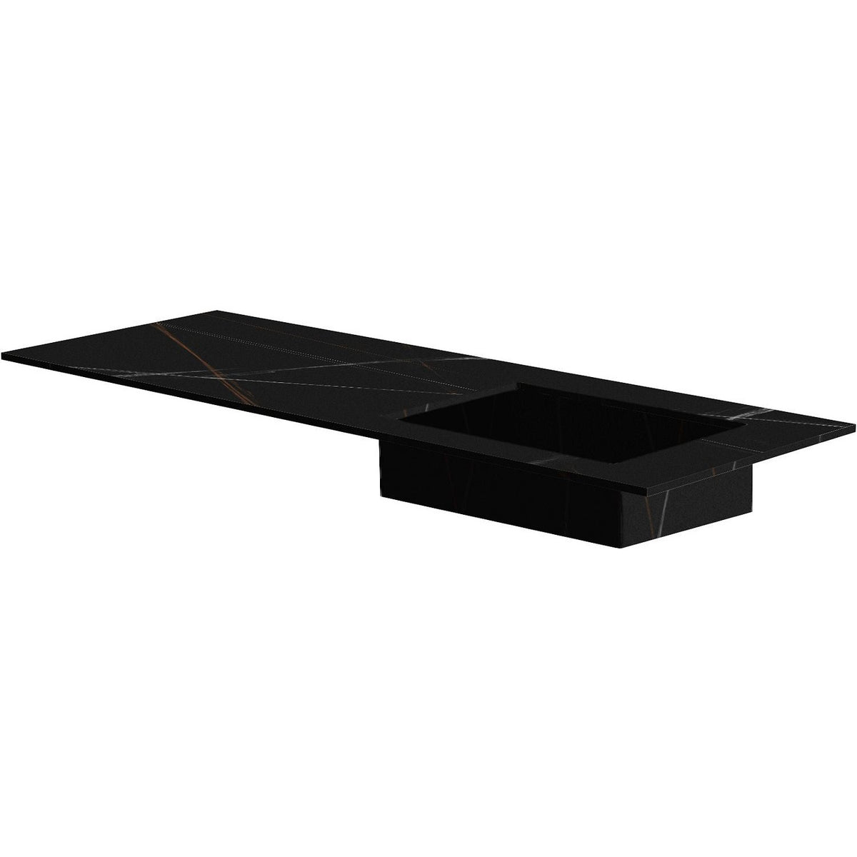TABLET KERAMISCH MARMER PURO LAVABO S RECHTS B140 H1,2 ZONDER KRAANGAT BAMBOO BLACK