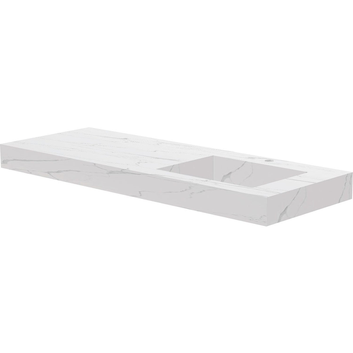 TABLET KERAMISCH MARMER PURO LAVABO S RECHTS B140 H10 +KRAANGAT WHITE CALACATTA