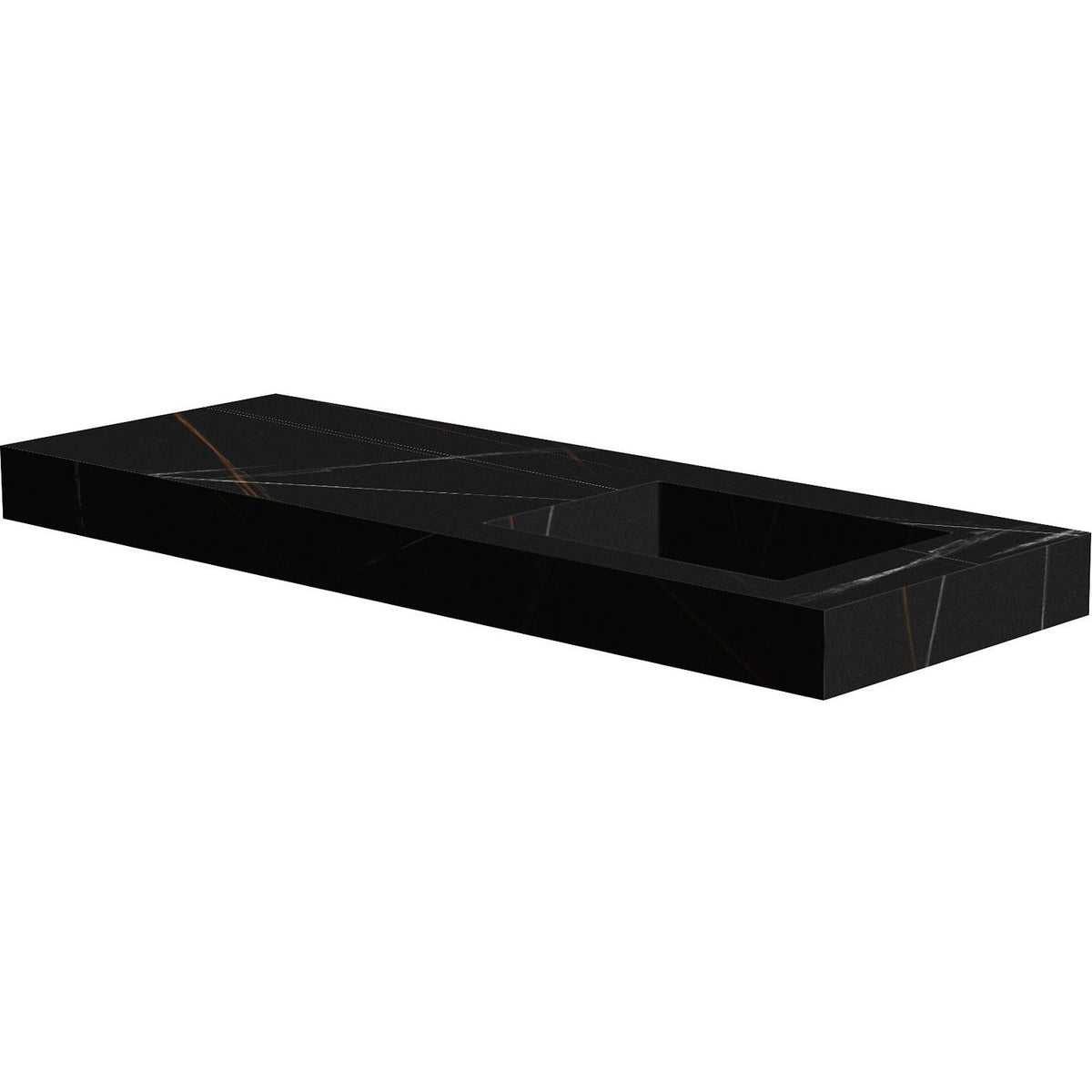 TABLET KERAMISCH MARMER PURO LAVABO S RECHTS B140 H10 ZONDER KRAANGAT BAMBOO BLACK