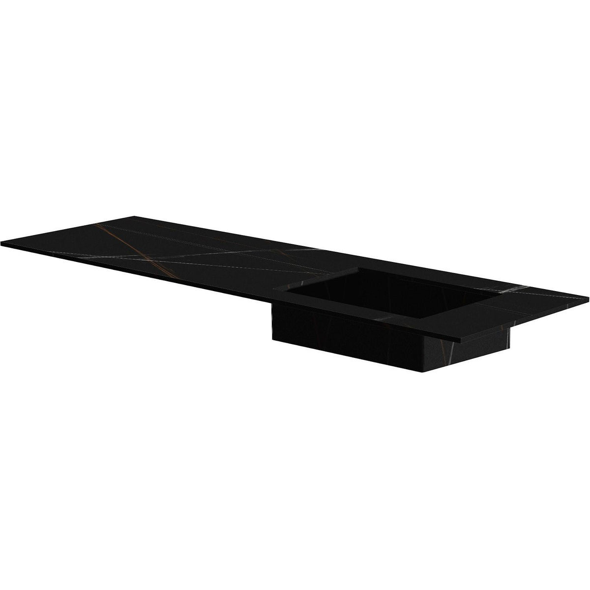 TABLET KERAMISCH MARMER PURO LAVABO S RECHTS B160 H1,2 ZONDER KRAANGAT BAMBOO BLACK