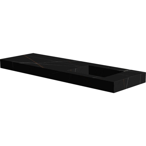 TABLET KERAMISCH MARMER PURO LAVABO S RECHTS B160 H10 1 KRAANGAT BAMBOO BLACK