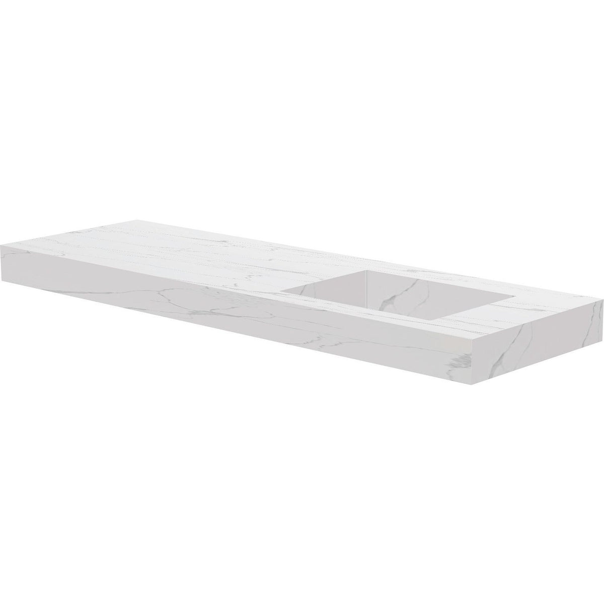 TABLET KERAMISCH MARMER PURO LAVABO S RECHTS B160 H10 ZONDER KRAANGAT WHITE CALACATTA