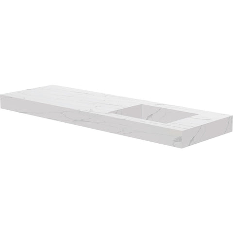 TABLET KERAMISCH MARMER PURO LAVABO S RECHTS B160 H10 ZONDER KRAANGAT WHITE CALACATTA