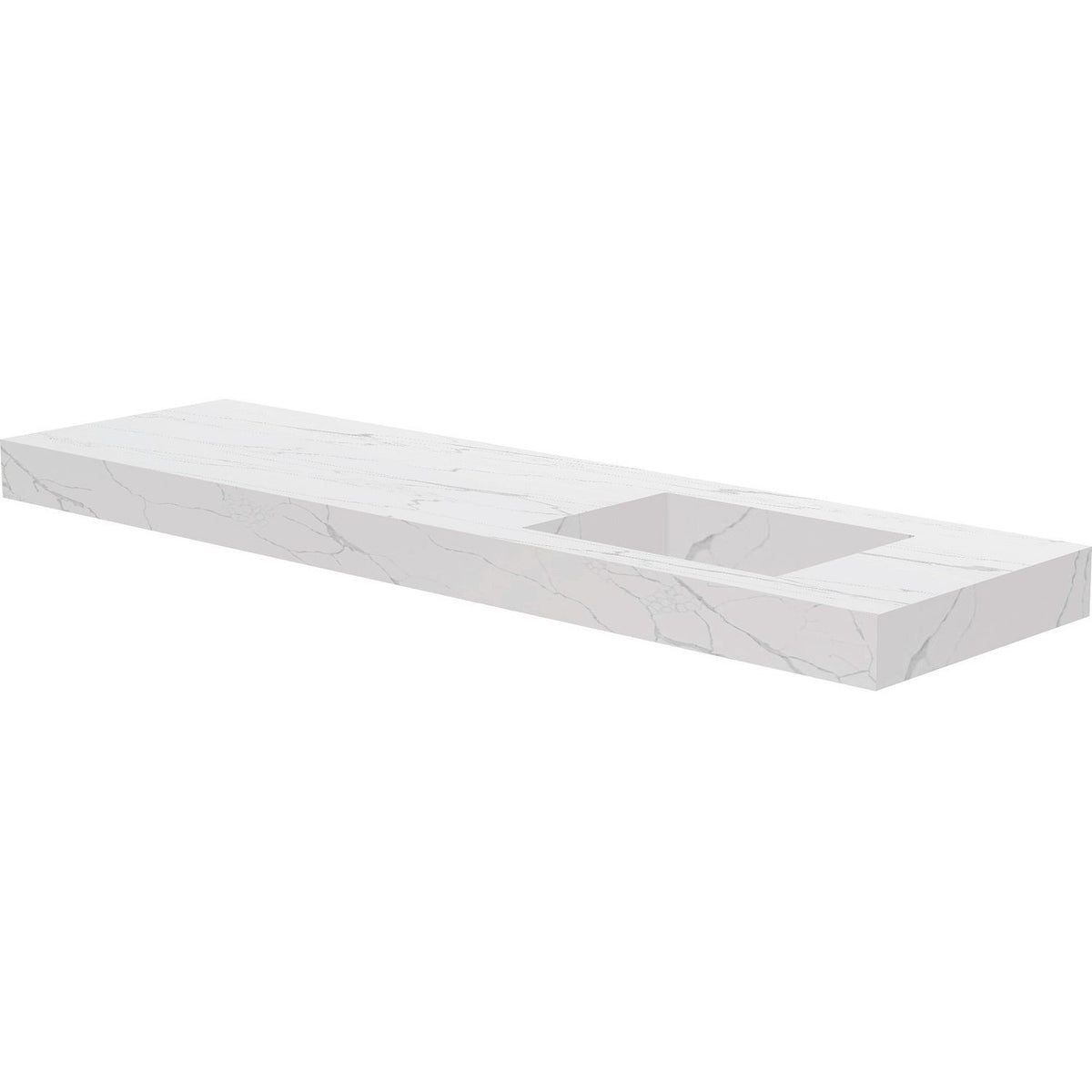TABLET KERAMISCH MARMER PURO LAVABO S RECHTS B180 H10 ZONDER KRAANGAT WHITE CALACATTA