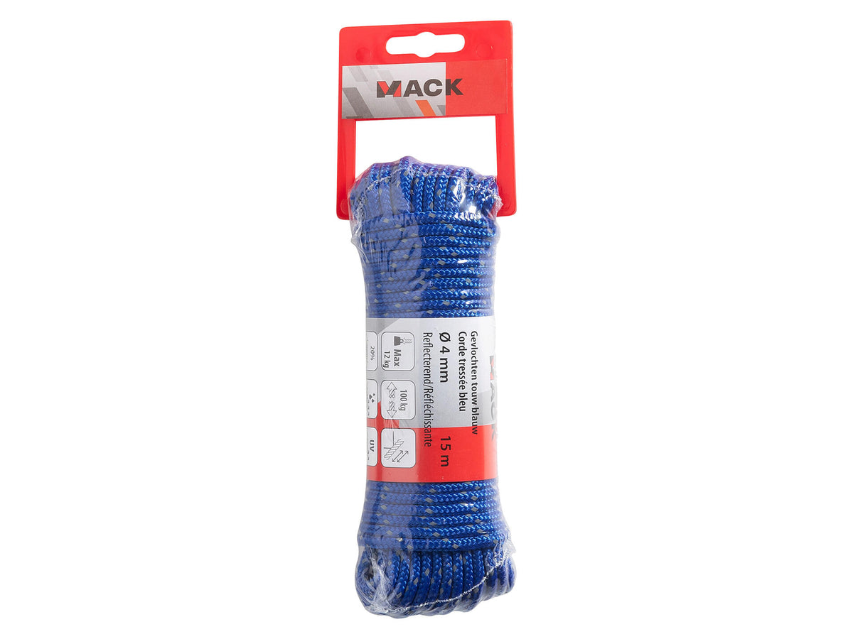Mack touw 4mm 15m reflecterend blauw
