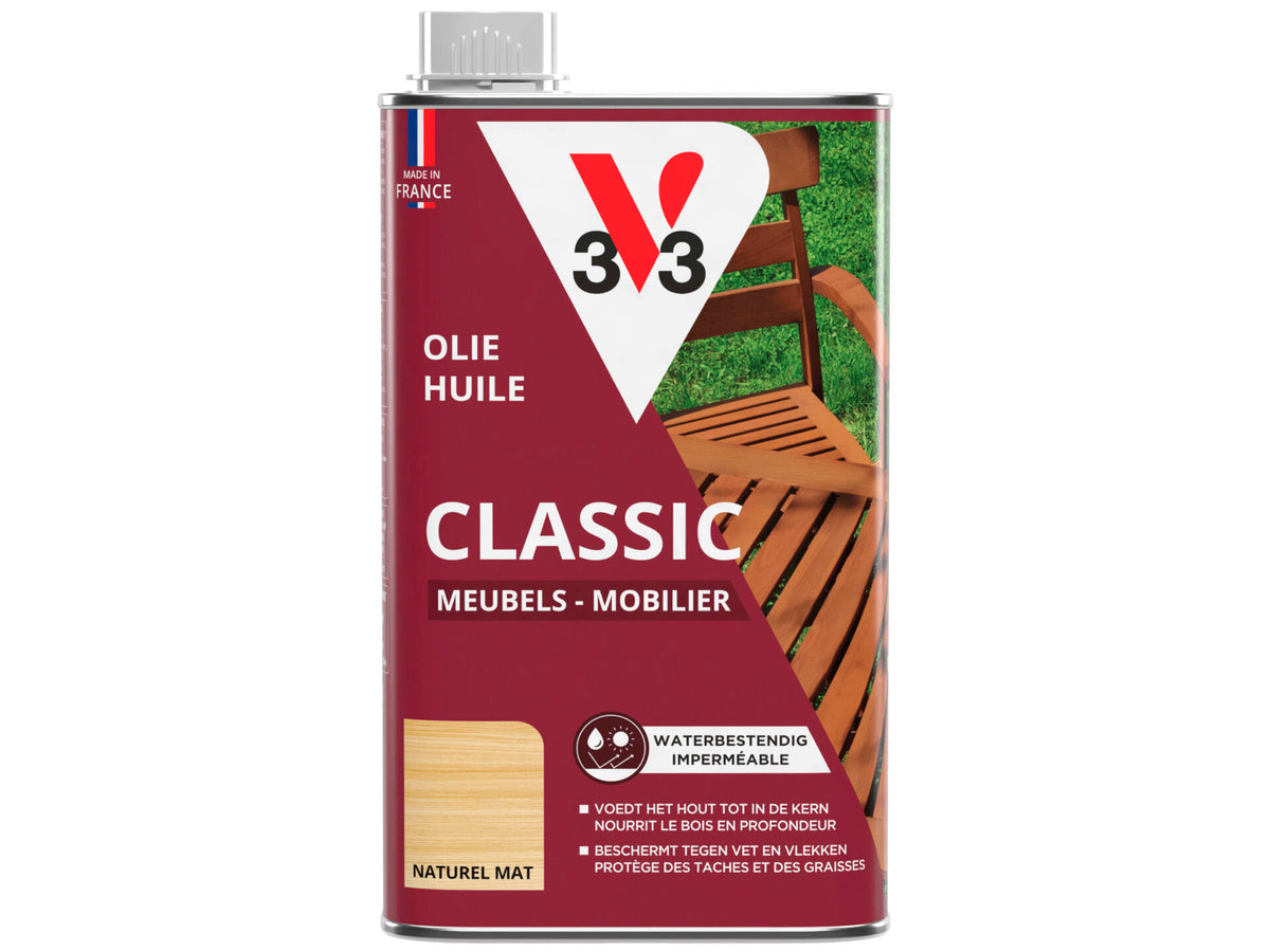 V33 tuinmeubilairolie mat 0,5l kleurloos
