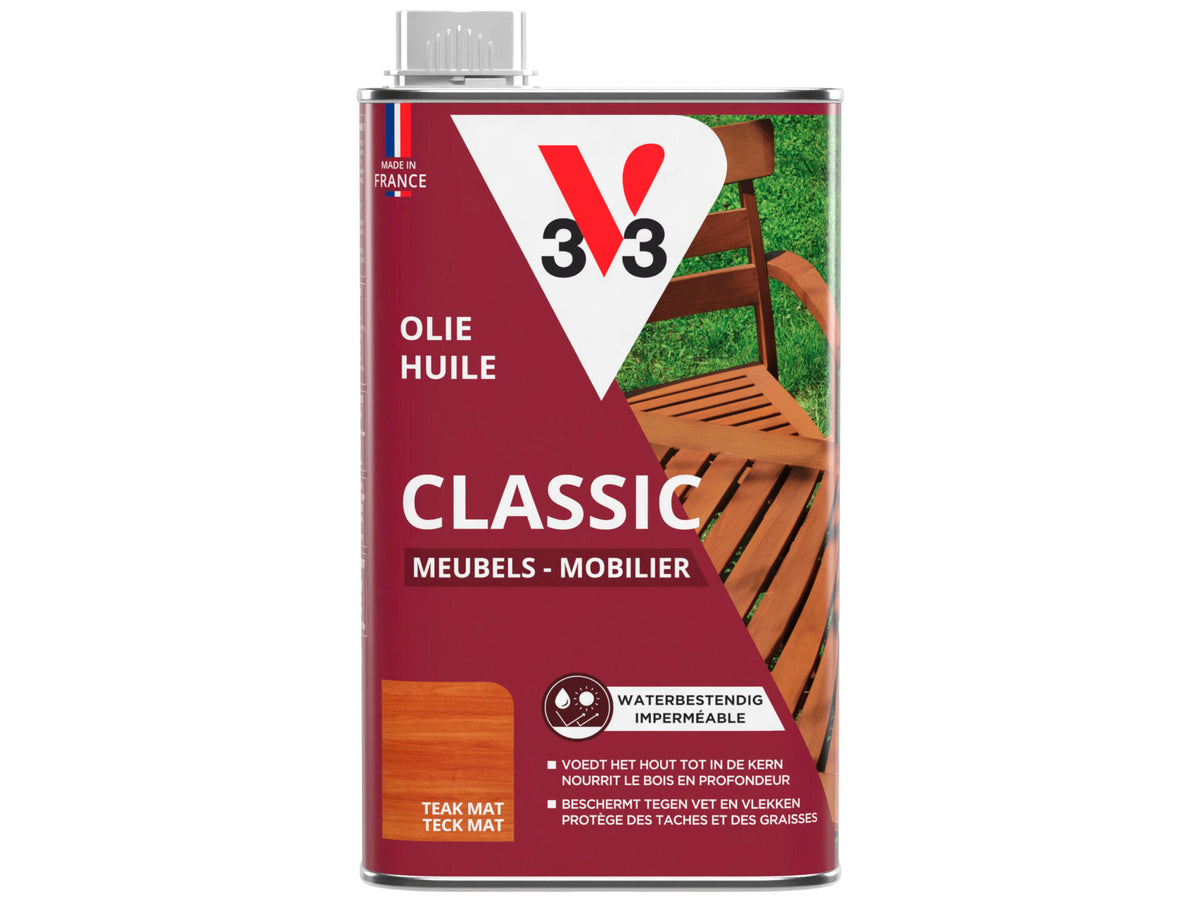 V33 tuinmeubilairolie mat 0,5l teak