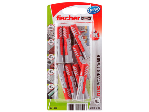 Fischer universele plug Duopower 10x50 mm 8 stuks
