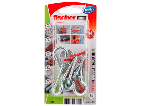 Fischer universele plug Duopower 6x30 mm 6 stuks