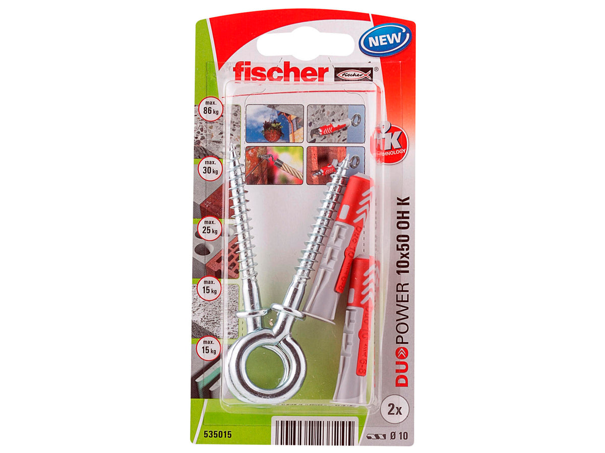 Fischer universele plug met oogschroef Duopower 10x50 mm 2 stuks