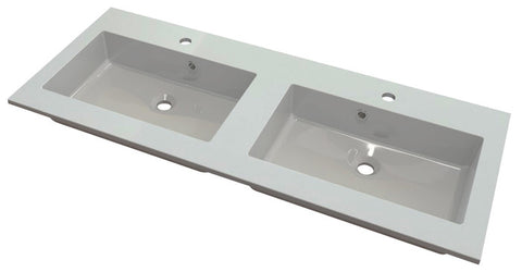 Van Marcke Don tablet met 2wastafels kunstmarmer 1200x500x15mm wit