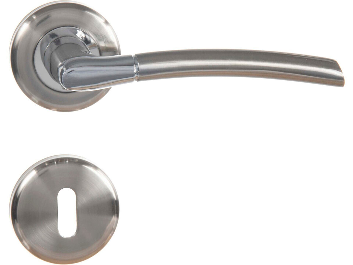 Linea Bertomani Deurklinkset op rozet 50mm aluminium vernikkeld/verchroomd