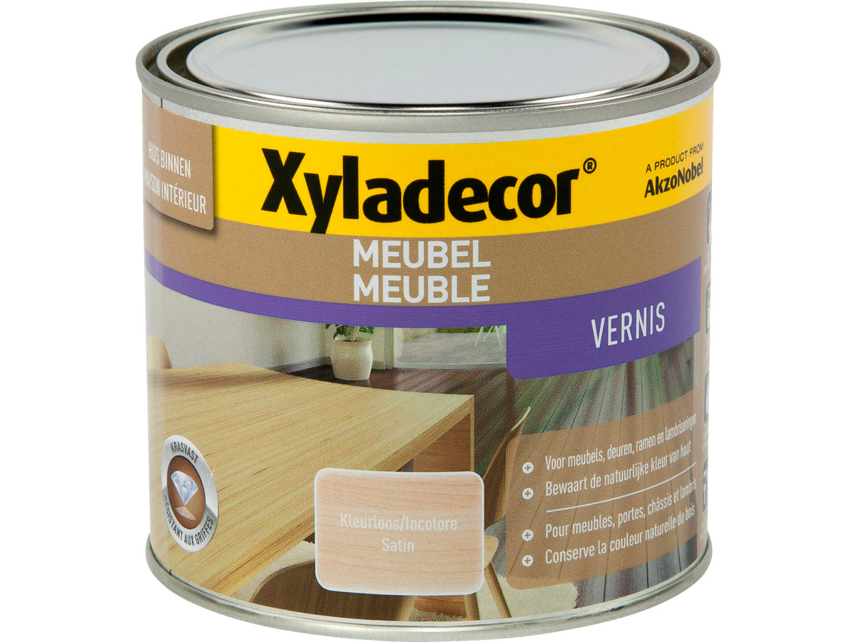 Xyladecor vernis meubel sneldrogend zijdeglans 0,5l kleurloos