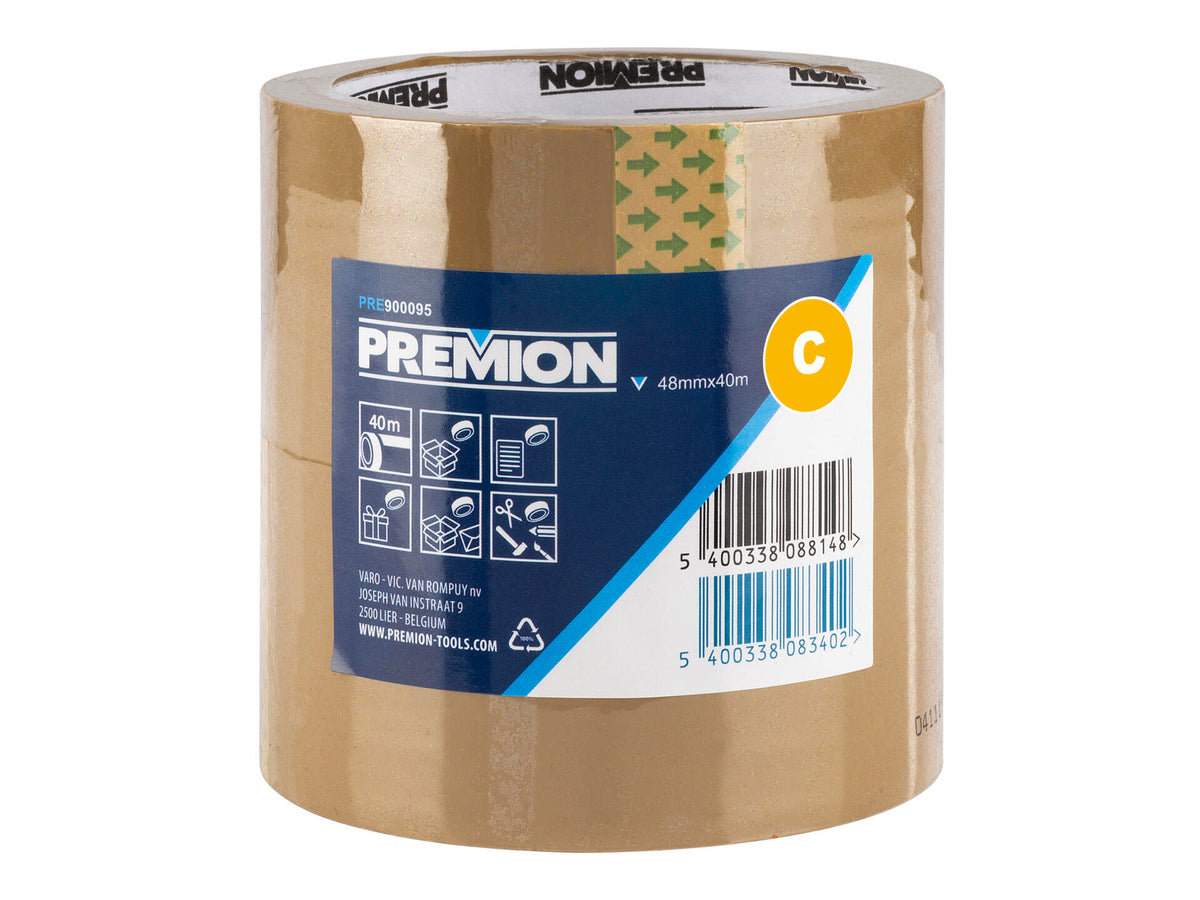 Premion verpakkingstape 40m x 48mm bruin 2 stuks