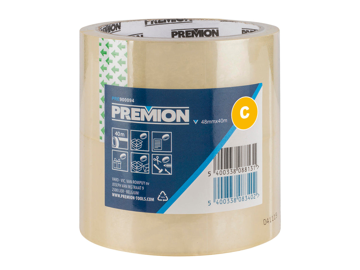 Premion verpakkingstape 40m x 48mm transparant 2 stuks