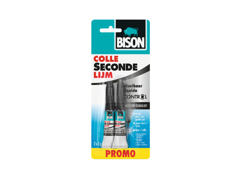 Bison vloeibare secondelijm 2x3 g transparant