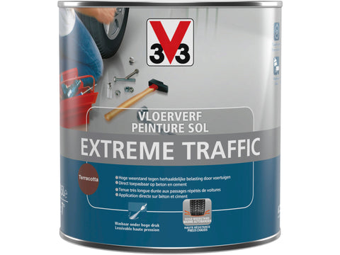 V33 vloerverf extreem gebruik zijdeglans 0,5l terracotta