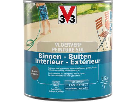 V33 vloerverf zijdeglans 0,5l grafiet