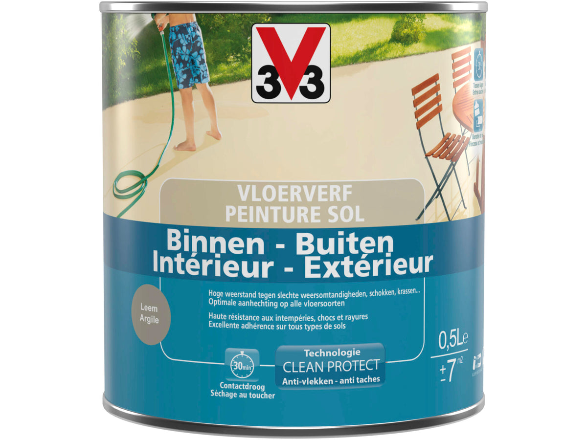 V33 vloerverf zijdeglans 0,5l leem