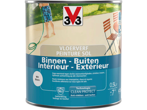 V33 vloerverf zijdeglans 0,5l wit