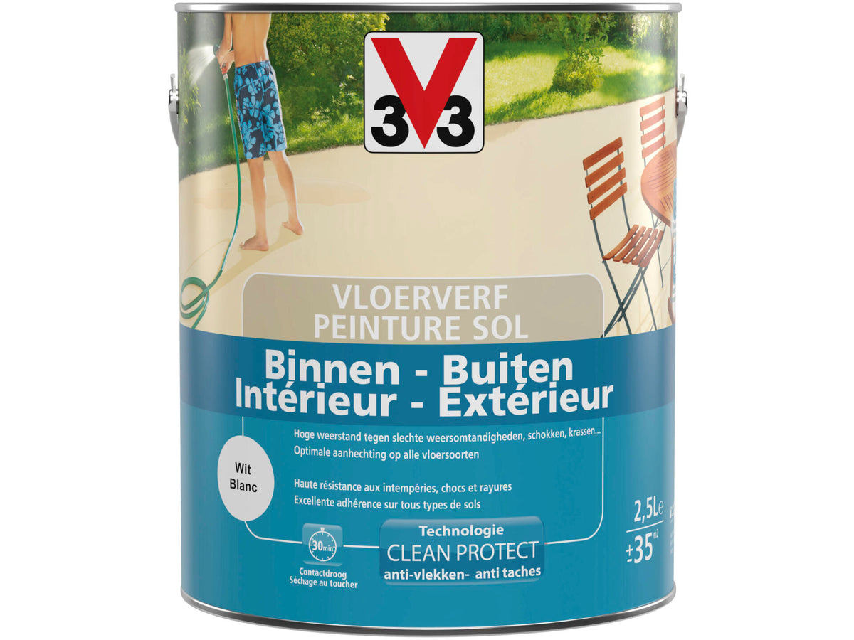 V33 vloerverf zijdeglans 2,5l wit