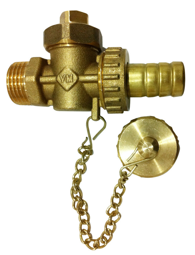 Vul- en aflaatkraan met stop en ketting 3/8"