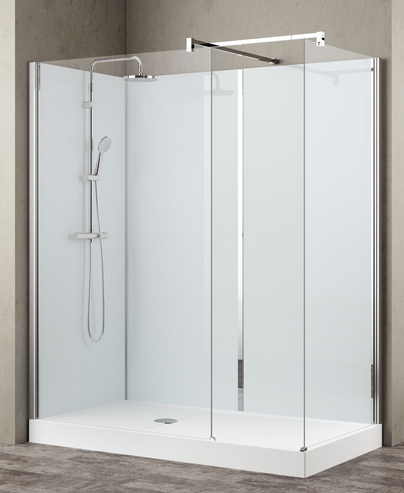 Van Marcke Collection Vidrio Walk-Inn 160x80cm douchebak wit sifon D90