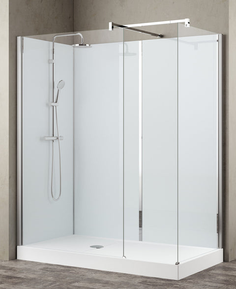 Van Marcke Collection Vidrio Walk-Inn 160x80cm douchebak wit sifon D90