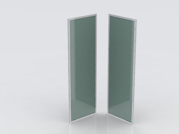 Isifix Adria achterwanden in wit mat veiligheidsglas 4mm profielen aluminium
