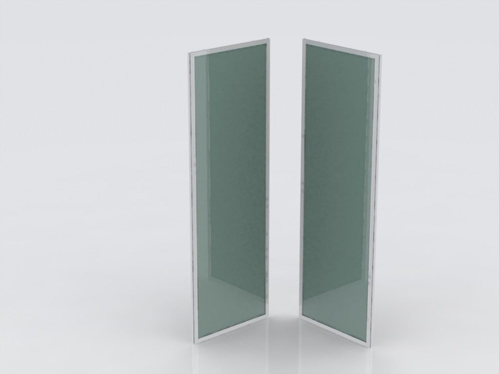 Isifix Arona achterwanden in wit mat veiligheidsglas 4mm profielen aluminium