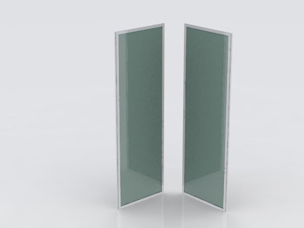 Isifix Arona achterwanden in wit mat veiligheidsglas 4mm profielen aluminium