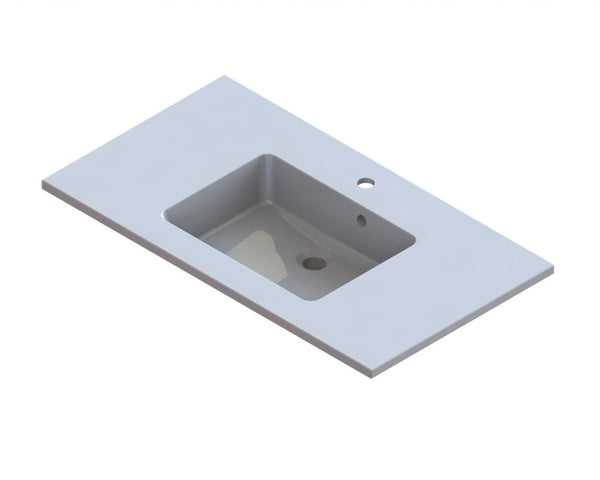 intro Taz tablette intégrée marbre minéral avec 1lavabo 900x500mm blanc