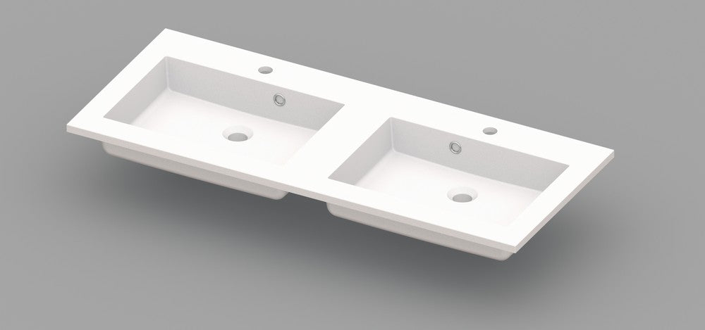 Van Marcke Coste tablet met 2wastafels 1200x500x200mm wit kunstmarmer