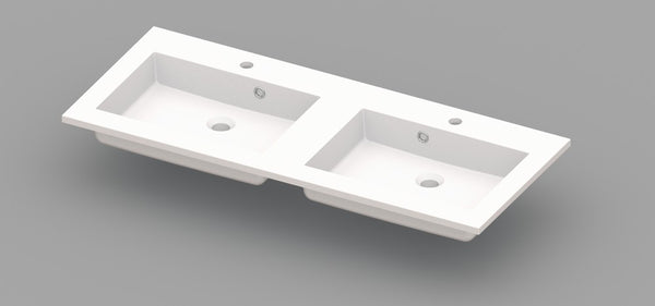 Van Marcke Coste tablet met 2wastafels 1200x500x200mm wit kunstmarmer