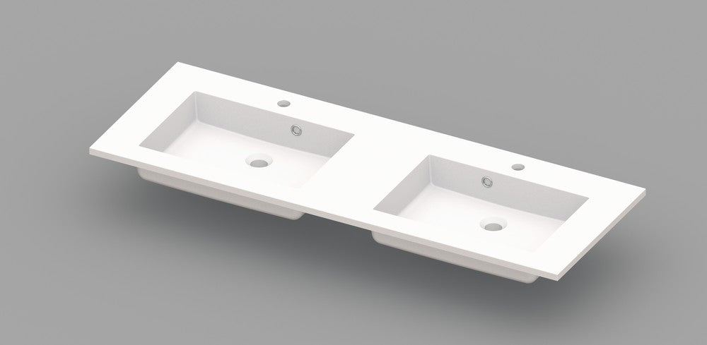 Van Marcke Coste tablet met 2wastafels 1400x500x200mm wit kunstmarmer