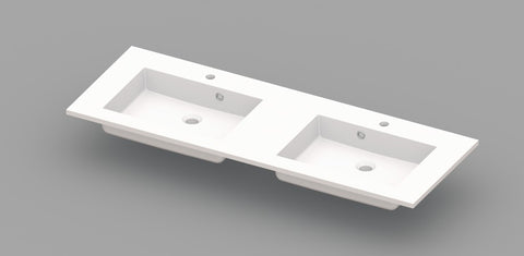 Van Marcke Coste tablet met 2wastafels 1400x500x200mm wit kunstmarmer