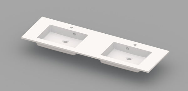 Van Marcke Coste tablet met 2wastafels 1600x500x200mm wit kunstmarmer
