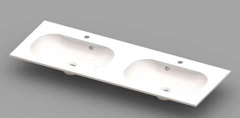 Van Marcke Ovum tablet met 2wastafels 1400x500x200mm wit kunstmarmer