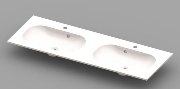 Van Marcke Ovum tablet met 2wastafels 1400x500x200mm wit kunstmarmer
