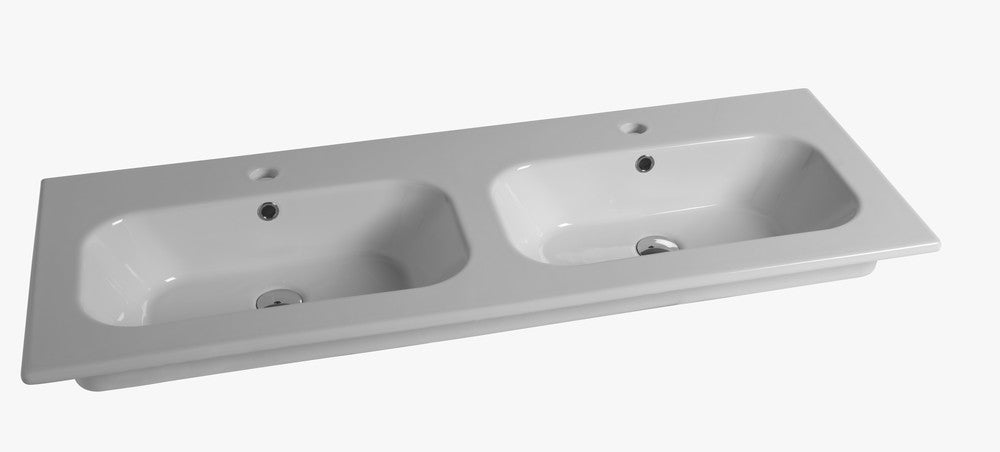 Van Marcke Cettina twin tablet porselein met 2wastafels 1210x465x170mm wit