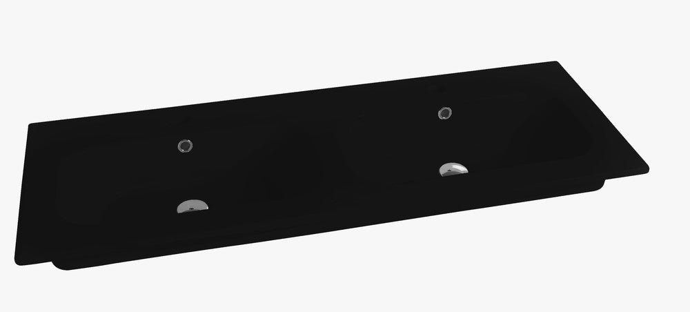 Van Marcke Cettina twin tablet porselein met 2wastafels 1210x465x170mm zwart