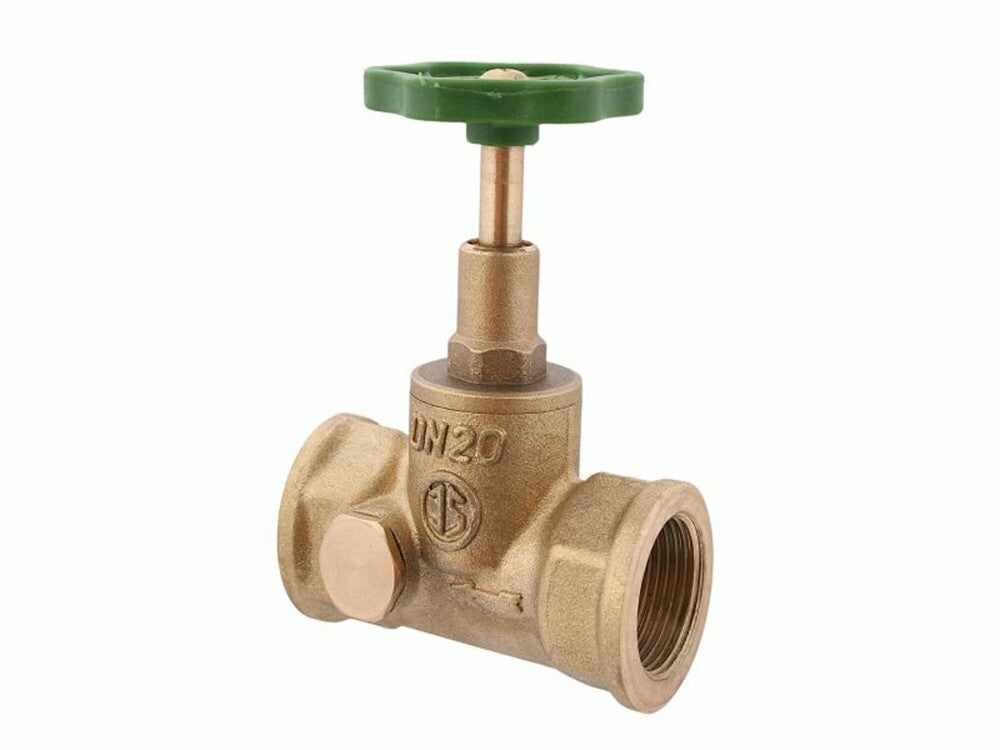 rechte stopkraan messing met binnendraad met aftapkraan 3/4"