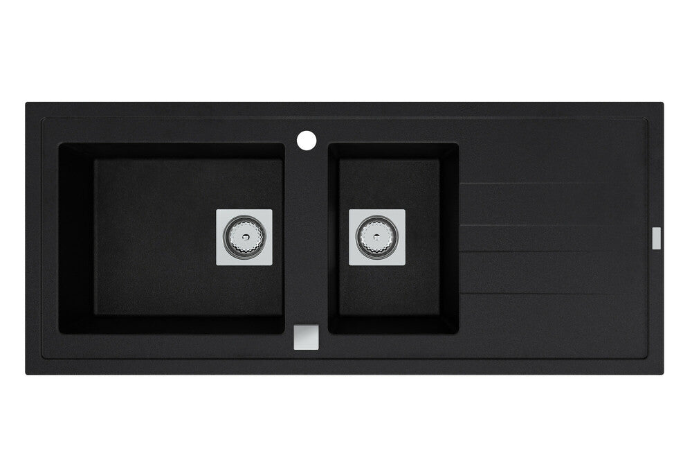 Molto inbouwspoeltafel 2 bakken 117 x 50 cm zwart